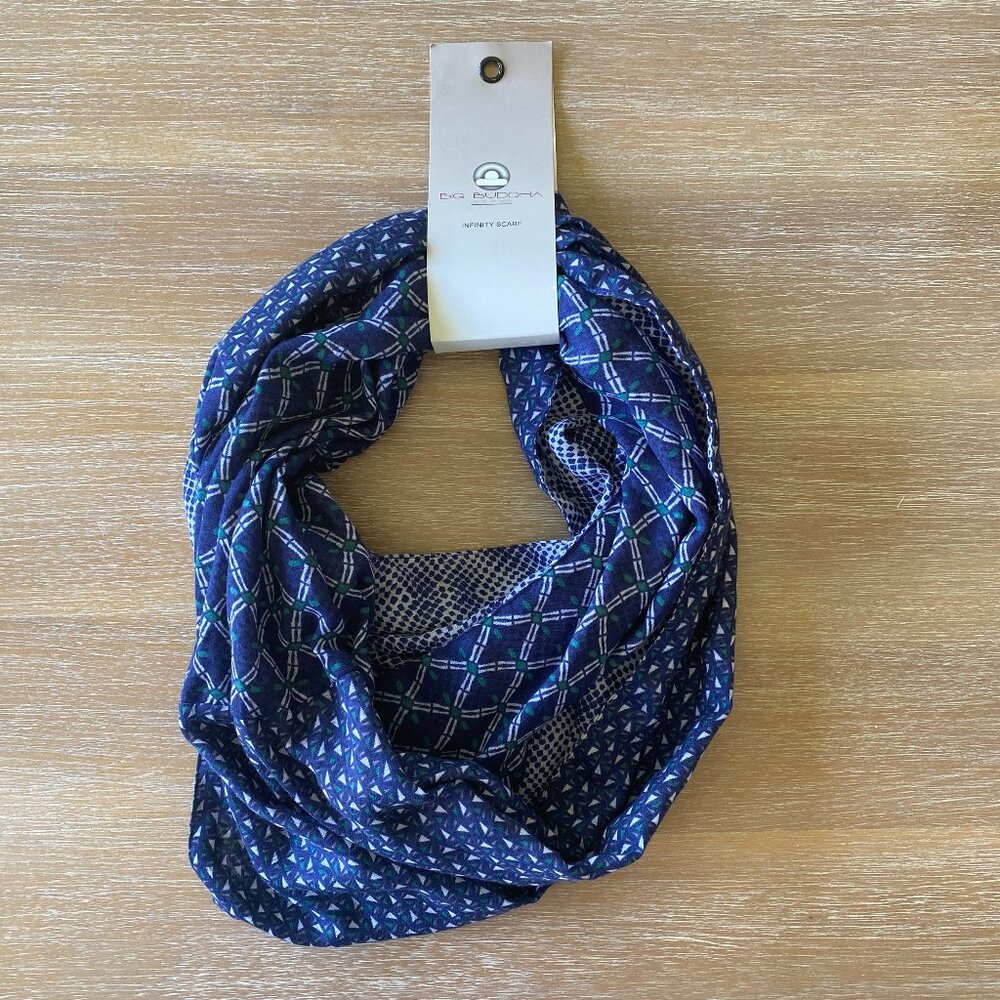 NWT Big Buddha Blue & Green Infinity Scarf